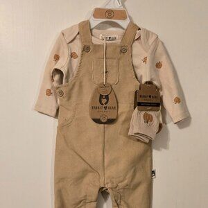 Rabbit Bear Organic Pumpkin Overalls Thanksgiving Fall